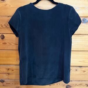 Cuyana women's short-sleeve silk blouse top Small